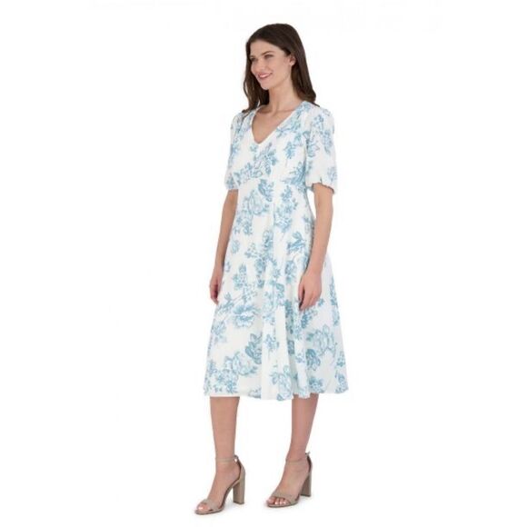 Sandra Darren - Women's V-Neck A-Line Dress - Picture 1 of 6